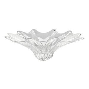 1970s Daum-Style Crystal Freeform Organic Clear Oblong Centerpiece Bowl 15”